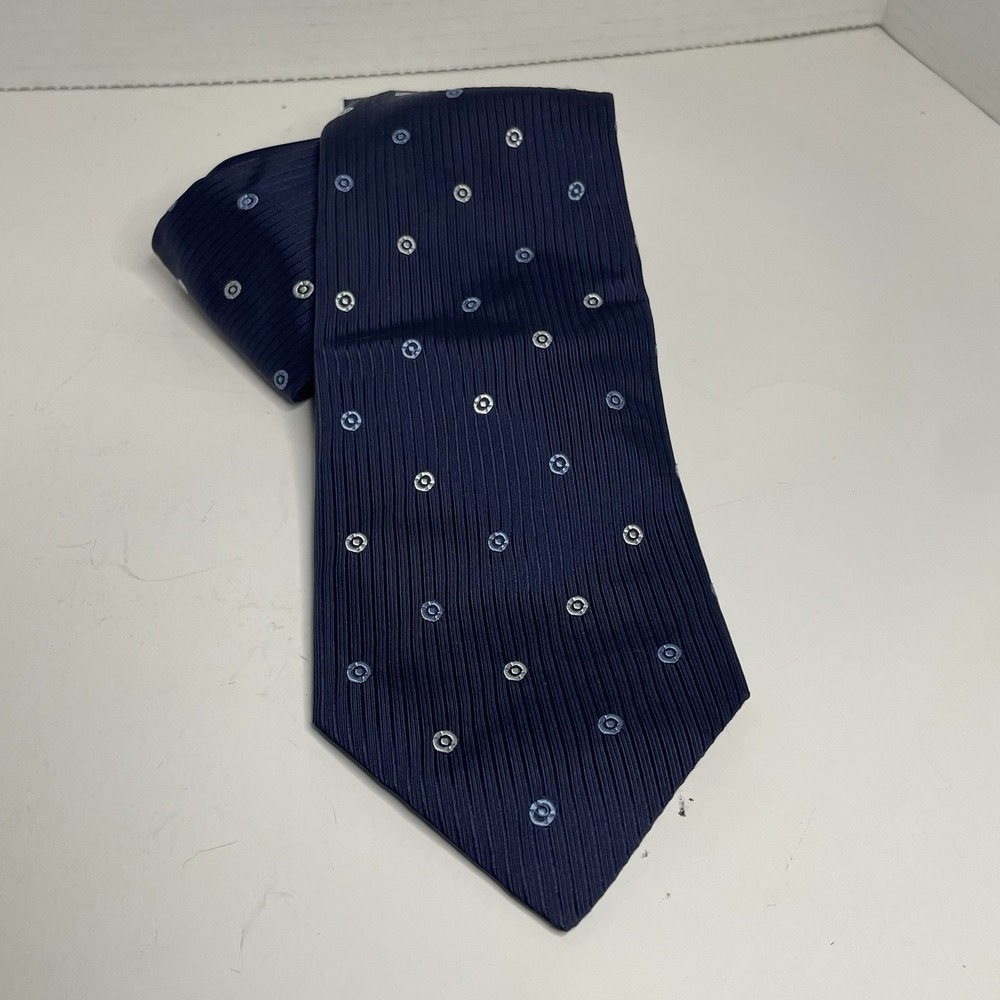 Silk Tie ARGUMENTS Vintage Collection Men Italy Navy Blue White And Lt Blue